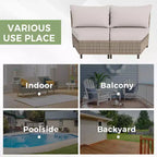 EAGLE PEAK Coastal Vista geschwungenes Outdoor-Geflechtsofa mit Kissen, Terrassenmöbel-Sets Outdoor-Schnittsofa für Gespräche auf der Terrasse