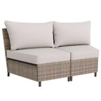 EAGLE PEAK Coastal Vista geschwungenes Outdoor-Geflechtsofa mit Kissen, Terrassenmöbel-Sets Outdoor-Schnittsofa für Gespräche auf der Terrasse