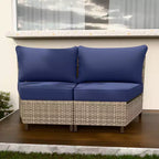 EAGLE PEAK Coastal Vista geschwungenes Outdoor-Geflechtsofa mit Kissen, Terrassenmöbel-Sets Outdoor-Schnittsofa für Gespräche auf der Terrasse