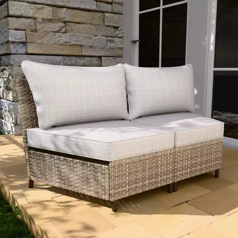 EAGLE PEAK Coastal Vista Curved Outdoor Wicker Sofa with Cushions, Patio Furniture Sets Outdoor Sectional Patio Conversation Set