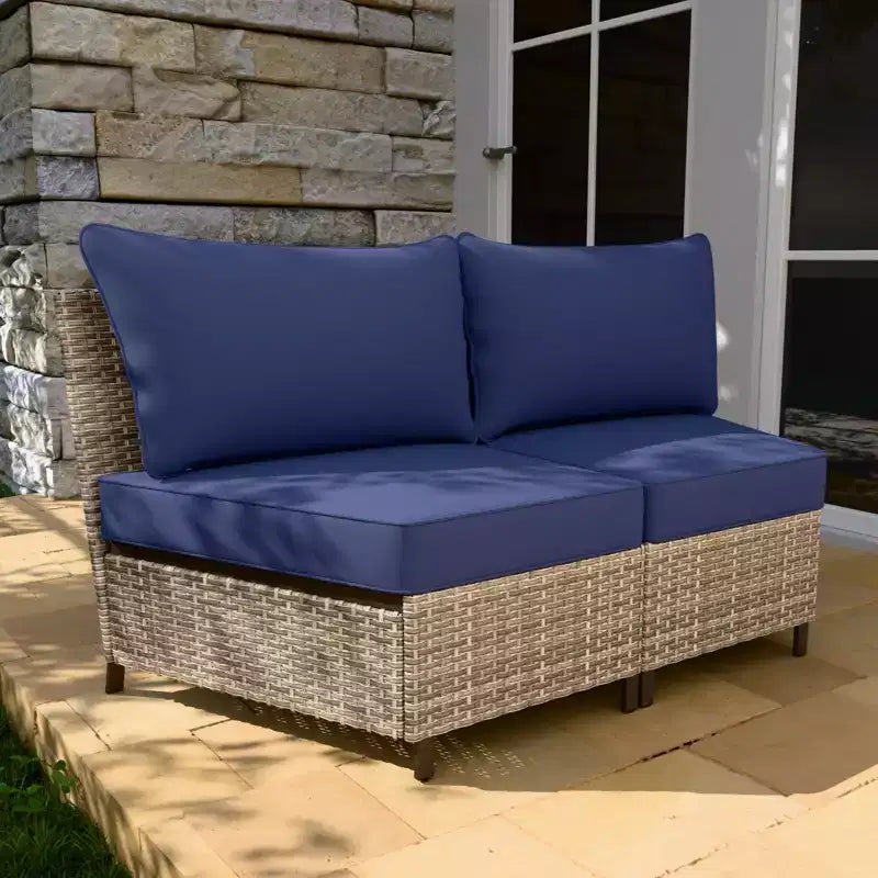 EAGLE PEAK Coastal Vista geschwungenes Outdoor-Geflechtsofa mit Kissen, Terrassenmöbel-Sets Outdoor-Schnittsofa für Gespräche auf der Terrasse