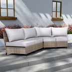 EAGLE PEAK Coastal Vista geschwungenes Outdoor-Geflechtsofa mit Kissen, Terrassenmöbel-Sets Outdoor-Schnittsofa für Gespräche auf der Terrasse