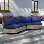 EAGLE PEAK Coastal Vista geschwungenes Outdoor-Geflechtsofa mit Kissen, Terrassenmöbel-Sets Outdoor-Schnittsofa für Gespräche auf der Terrasse