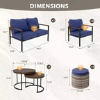 EAGLE PEAK Sunset Dune 6-teiliges Modernes Gartenmöbel-Set, Lounge aus Polyrattan in Holzoptik