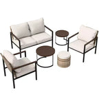 EAGLE PEAK Sunset Dune 6-teiliges Modernes Gartenmöbel-Set, Lounge aus Polyrattan in Holzoptik