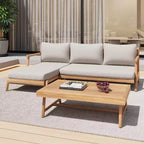 Christopher Knight Home Shane 3 Piece Rustic Patio Acacia Wood Slatted Design Upholstered Seating Set