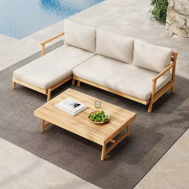 Christopher Knight Home Shane 3-teiliges rustikales Terrassen-Set aus Akazienholz mit Lamellendesign und Polsterung