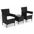 3PCs Wicker Patio Furniture Set with Chairs, Glass Coffee Table & Removable Cushions, Outdoor Rattan Set for Backyard, Porch & Garden