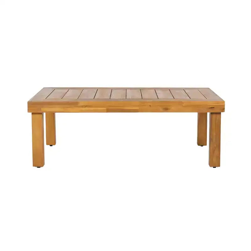 Christopher Knight Home Percy Patio Akazienholz L-förmiges, gepolstertes 5-Sitzer-Ecksofa-Set mit Couchtisch