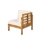 Christopher Knight Home Percy Patio Akazienholz L-förmiges, gepolstertes 5-Sitzer-Ecksofa-Set mit Couchtisch