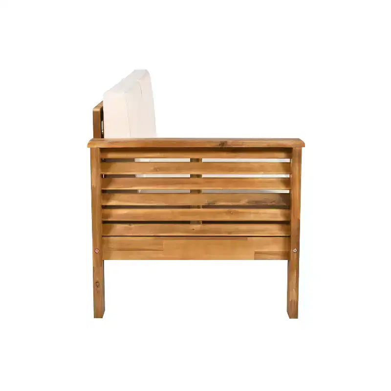 Christopher Knight Home Percy Patio Akazienholz L-förmiges, gepolstertes 5-Sitzer-Ecksofa-Set mit Couchtisch