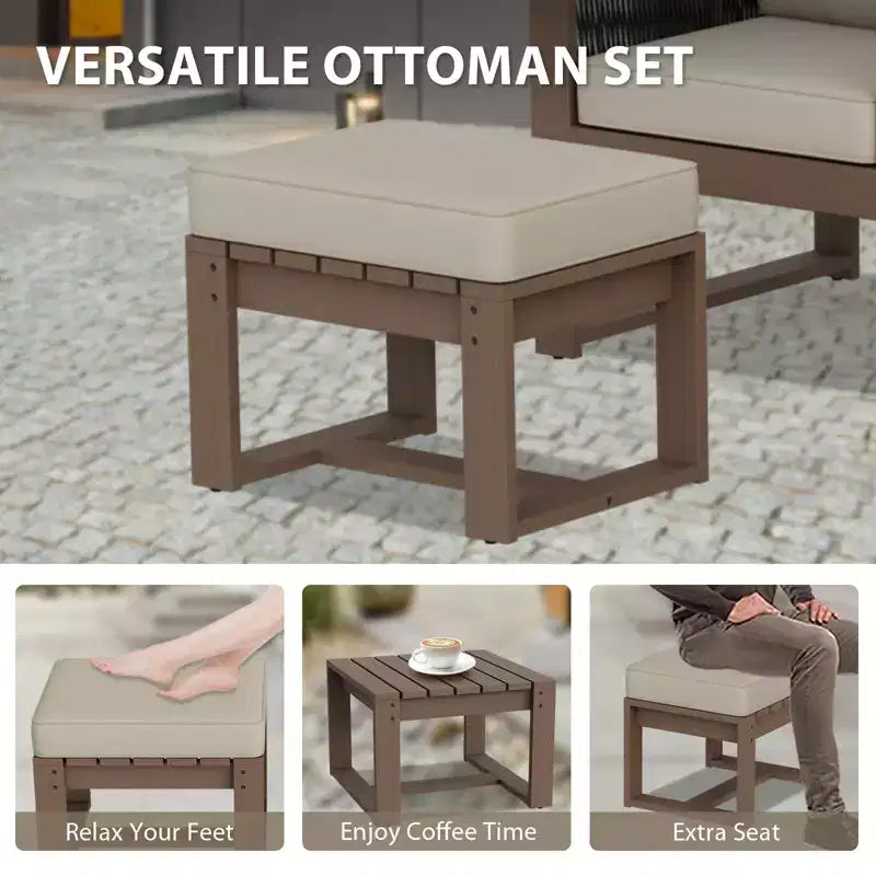 EAGLE PEAK 4-teiliges Möbelset aus natürlichem Zedernholz, Outdoor Patio Echtholz kleines Balkon-Sitzgruppen-Set mit Hockern