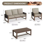EAGLE PEAK 4-teiliges Terrassenmöbel-Set aus natürlichem Zedernholz, Outdoor-Sitzgruppe mit Couchtisch