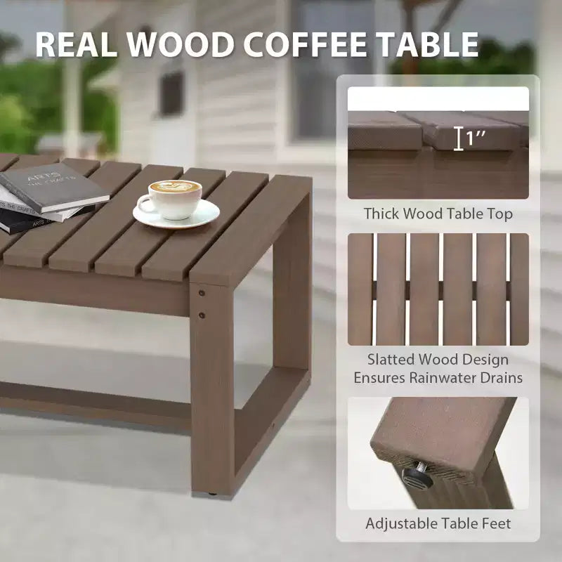 EAGLE PEAK 4-teiliges Terrassenmöbel-Set aus natürlichem Zedernholz, Outdoor-Sitzgruppe mit Couchtisch