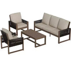 EAGLE PEAK 4-teiliges Terrassenmöbel-Set aus natürlichem Zedernholz, Outdoor-Sitzgruppe mit Couchtisch