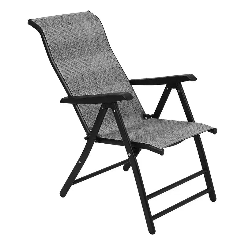 1 Piece Patio Rattan Reclining Folding Chairs, Adjustable High Backrest & Widened Armrest, Portable Foldable Rattan Chairs, for Indoor, Poolside