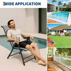 1 Stück Gartenliege aus Rattan, zusammenklappbar, verstellbare Rückenlehne und verbreiterte Armlehnen, tragbare, faltbare Rattanstühle, für drinnen, Pool