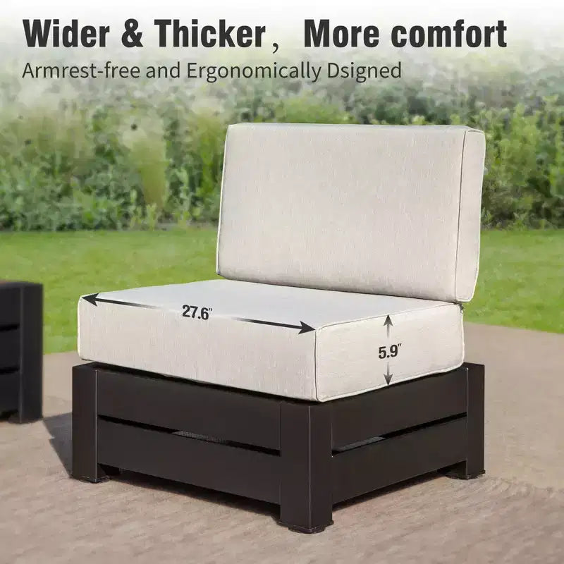 Captiva Designs Outdoor Patio Modulares Ecksofa Konversationsset mit tiefen Kissen und Holztisch