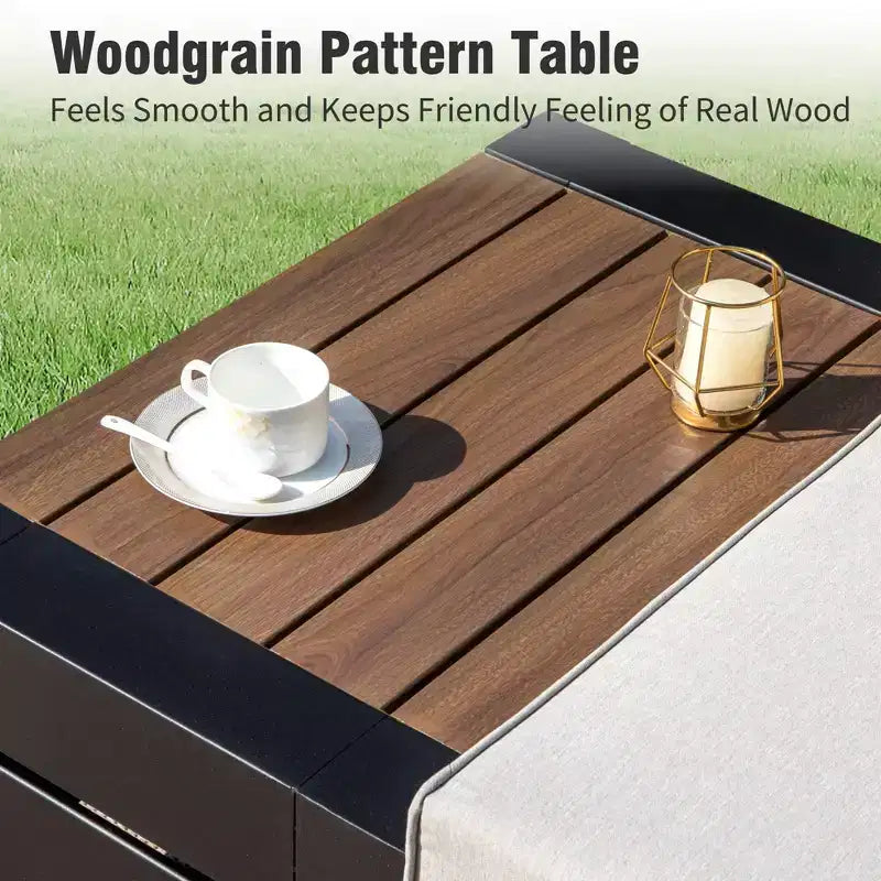 Captiva Designs Outdoor Patio Modulares Ecksofa Konversationsset mit tiefen Kissen und Holztisch
