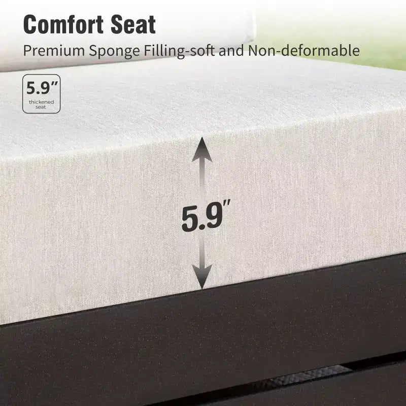 Captiva Designs Outdoor Patio Modulares Ecksofa Konversationsset mit tiefen Kissen und Holztisch