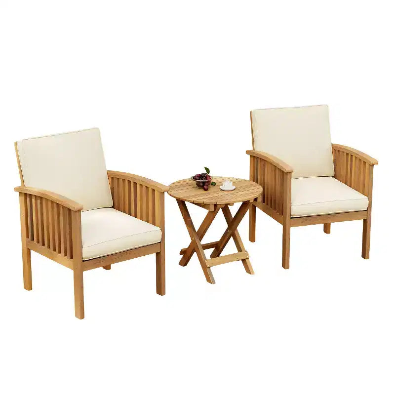 Christopher Knight Home Atlas 3-teiliges Terrassen-Sitzgruppe aus Akazienholz mit klappbarem Beistelltisch
