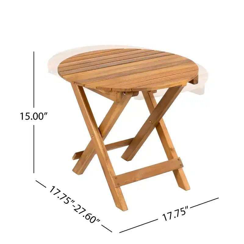 Christopher Knight Home Atlas 3-teiliges Terrassen-Sitzgruppe aus Akazienholz mit klappbarem Beistelltisch