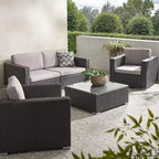Christopher Knight Home Santa Rosa Outdoor Wicker 4 Seater Chat Set with Cushions