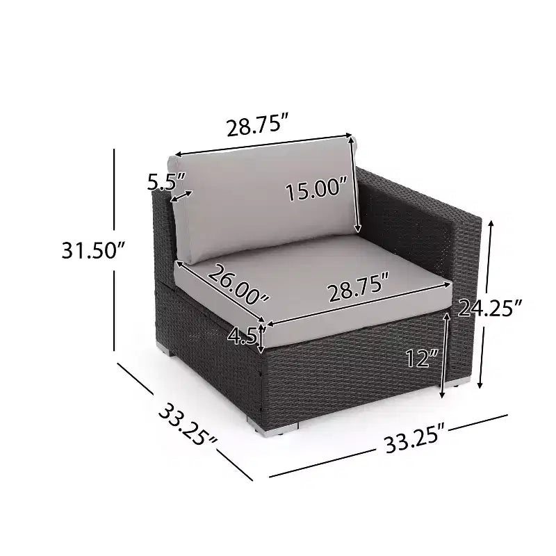 Christopher Knight Home Santa Rosa Outdoor Loungeset aus Polyrattan mit 4 Sitzplätzen und Kissen