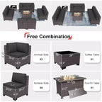 ALAULM 10-teiliges Terrassenmöbel-Set, Rattan-Gartenmöbel-Sofa-Set, Outdoor-Sitzgruppen