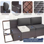ALAULM 10-teiliges Terrassenmöbel-Set, Rattan-Gartenmöbel-Sofa-Set, Outdoor-Sitzgruppen