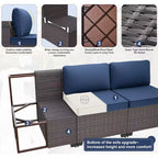 ALAULM 10-teiliges Terrassenmöbel-Set, Rattan-Gartenmöbel-Sofa-Set, Outdoor-Sitzgruppen
