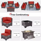 ALAULM 10-teiliges Terrassenmöbel-Set, Rattan-Gartenmöbel-Sofa-Set, Outdoor-Sitzgruppen