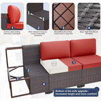 ALAULM 10-teiliges Terrassenmöbel-Set, Rattan-Gartenmöbel-Sofa-Set, Outdoor-Sitzgruppen