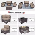 ALAULM 10-teiliges Terrassenmöbel-Set, Rattan-Gartenmöbel-Sofa-Set, Outdoor-Sitzgruppen