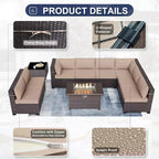 ALAULM 10-teiliges Terrassenmöbel-Set, Rattan-Gartenmöbel-Sofa-Set, Outdoor-Sitzgruppen