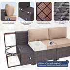 ALAULM 10-teiliges Terrassenmöbel-Set, Rattan-Gartenmöbel-Sofa-Set, Outdoor-Sitzgruppen
