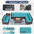 ALAULM 10-teiliges Terrassenmöbel-Set, Rattan-Gartenmöbel-Sofa-Set, Outdoor-Sitzgruppen