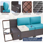 ALAULM 10-teiliges Terrassenmöbel-Set, Rattan-Gartenmöbel-Sofa-Set, Outdoor-Sitzgruppen