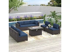 ALAULM 10-teiliges Terrassenmöbel-Set, Rattan-Gartenmöbel-Sofa-Set, Outdoor-Sitzgruppen