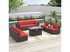 ALAULM 10-teiliges Terrassenmöbel-Set, Rattan-Gartenmöbel-Sofa-Set, Outdoor-Sitzgruppen