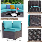 ALAULM 13-teiliges Gartenmöbel-Set, Lounge-Set aus Polyrattan für den Außenbereich, Sofa-Eckgruppe