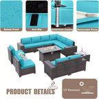 ALAULM 13-teiliges Gartenmöbel-Set, Lounge-Set aus Polyrattan für den Außenbereich, Sofa-Eckgruppe