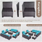 ALAULM 13-teiliges Gartenmöbel-Set, Lounge-Set aus Polyrattan für den Außenbereich, Sofa-Eckgruppe