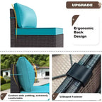 ALAULM 13-teiliges Gartenmöbel-Set, Lounge-Set aus Polyrattan für den Außenbereich, Sofa-Eckgruppe