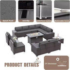 ALAULM 13-teiliges Gartenmöbel-Set, Lounge-Set aus Polyrattan für den Außenbereich, Sofa-Eckgruppe