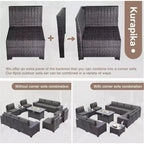 ALAULM 13-teiliges Gartenmöbel-Set, Lounge-Set aus Polyrattan für den Außenbereich, Sofa-Eckgruppe