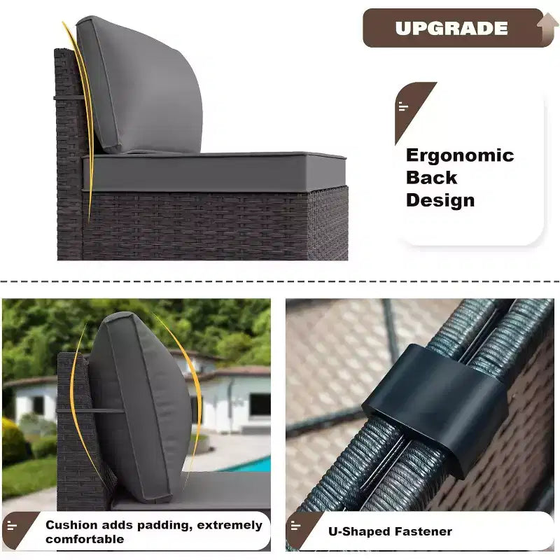 ALAULM 13-teiliges Gartenmöbel-Set, Lounge-Set aus Polyrattan für den Außenbereich, Sofa-Eckgruppe