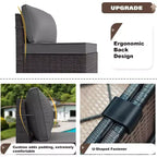 ALAULM 13-teiliges Gartenmöbel-Set, Lounge-Set aus Polyrattan für den Außenbereich, Sofa-Eckgruppe