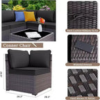 ALAULM 13-teiliges Gartenmöbel-Set, Lounge-Set aus Polyrattan für den Außenbereich, Sofa-Eckgruppe