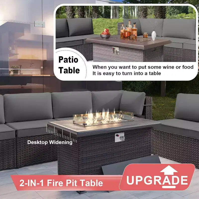 ALAULM 13-teiliges Gartenmöbel-Set, Lounge-Set aus Polyrattan für den Außenbereich, Sofa-Eckgruppe